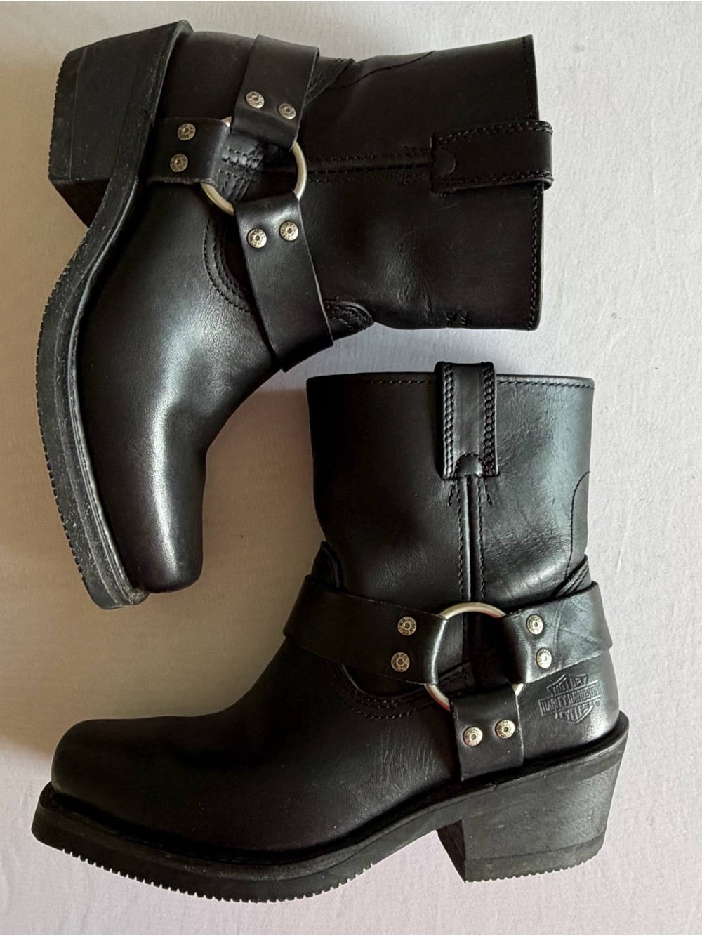 Harley Davidson El Paso 84422 Biker Harness O Ring Leather ankle Boots Women’s 8
